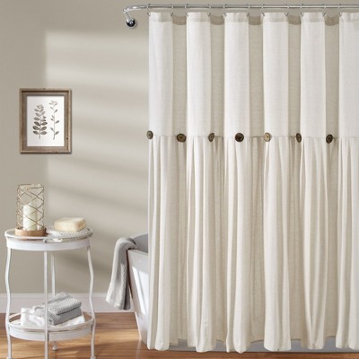 Linen Button Shower Curtain Off White Single 72x72 : Target