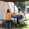 Outsunny Portable Foldable Camping Picnic Table Set with Four Chairs and Umbrella Hole, 4-Seats Aluminum Fold Up Travel Picnic Table - 3 of 4