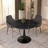 LeisureMod Bristol 40" Round Dining Table – Sintered Stone Top Accent Café Table & Sturdy Steel Black Pedestal Base for Kitchen and Small Spaces - 3 of 4