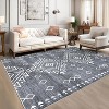 Machine Washable Low Pile Rug - Non-Slip Vintage Geometric Design for Living Room, Bedroom, Dining Room - 2 of 4