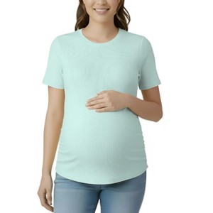 Women's Women's Crew Neck Side-Ruched Maternity Short Sleeve Top | Motherhood Maternity - 1 of 3