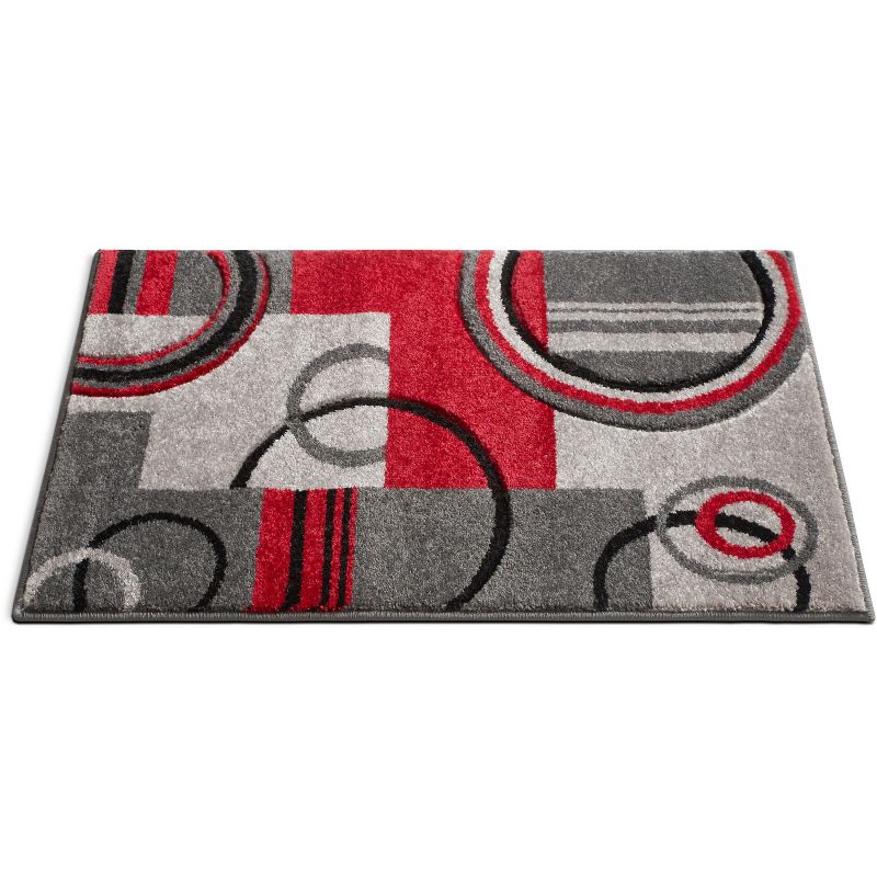 Echo Shapes Circles Modern Geometric Comfy Casual Hand Carved Abstract Contemporary Thick Soft Area Rug, 3 of 5