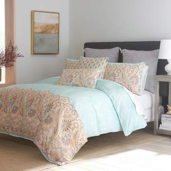 Puri Reversible Percale Cotton Comforter Set Light Blue - Heirlooms of India