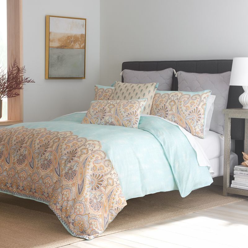 Puri Reversible Percale Cotton Comforter Set Light Blue - Heirlooms of India, 1 of 6