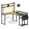 Aheaplus L Shaped Desk with Charging Staion and LED Light, Corner Computer Desk with Hutch and Monitor Stand - 2 of 4
