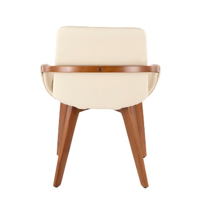 Walnut and Cream Faux Leather High Back Side Chair