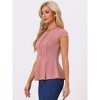 INSPIRE CHIC Women's Elegant Round Neck Cap Sleeve Solid Color Peplum Blouses - 2 of 4