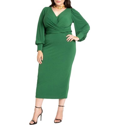 ELOQUII Women's Plus Size Cross Front Midi Dress