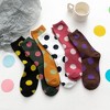 Anna-Kaci Women's 3-Pack Polka Dot Crew Socks Soft Knit Stretch Fabric Bold Retro Dot Pattern Sock Set - Multicolored-1 - 2 of 4