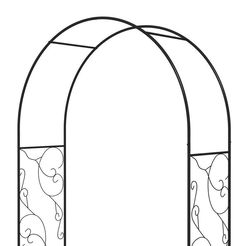 Outsunny 89.25" Metal Garden Arch with Gate, Garden Arbor Trellis for Climbing Plants, Roses, Vines, Wedding Arch, Black, 5 of 7