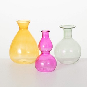 Sullivans 4.5", 4.5" & 5.25" Colorful Glass Vase Set of 2 - 1 of 3