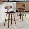 Studio 55D Westwood Walnut Bar Stools Set of 2 Brown 28" High Modern Cushion with Backrest Footrest for Kitchen Counter Island - 2 of 4