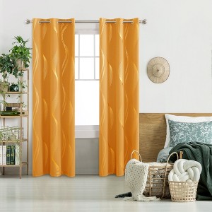 Deconovo Gold Wave 52 Width Curtain (2 Panel) - 1 of 4