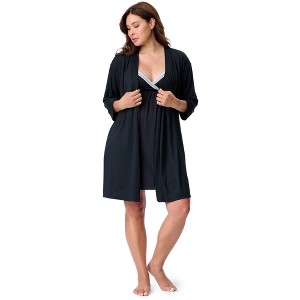 Motherhood Maternity Women's Maternity Robe and Nursing Chemise Sleep Set - 1 of 4