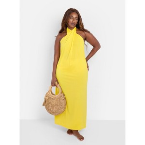 Rebdolls Women's Beach Stroll Halter Slip Maxi Dress - 1 of 4