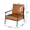 Modern Industrial Lounge Chair, Faux Leather Accent Armchair with Metal Frame & Cushioned Seat for Living Room-3irtyhousy - 4 of 4