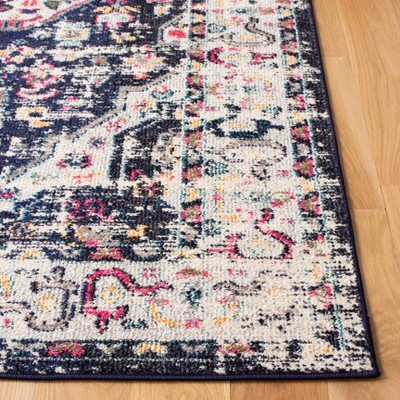 Navy and Ivory Synthetic Flat Woven Rectangular Area Rug 4' x 6'