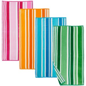 100% Cotton Cabana 4 Pack Beach Towels - Great Bay Home - 1 of 4
