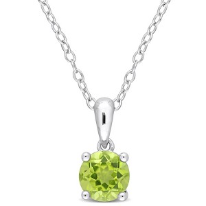 EVERLY JEWELRY | Sterling Silver Pendant with Created Gemstone – Multiple Stone Options - 1 of 4