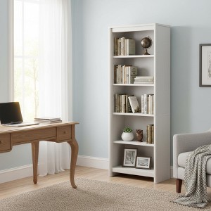 Homy Casa 5-Shelf Bookcase with Adjustable Shelves for Living Room, Bedroom or Home Office, White - 1 of 4
