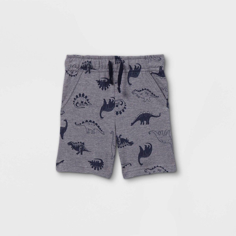 Size 18M Toddler Boys' Dino Print French Terry Pull-On Shorts - Cat & Jack Navy 18M, Blue