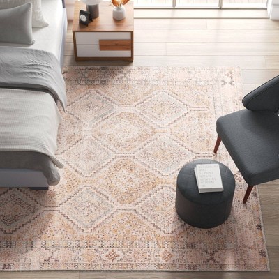Marquesa Light Pink and Blue Diamond Runner Rug
