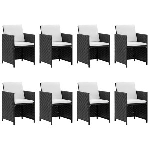 vidaXL 13 Piece Patio Dining Set with Cushions Poly Rattan Black - 1 of 4