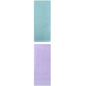 REGALWOVEN Solid Stripe Pattern Bathroom Face Hand Towels 14" x 30"/13" x 30" 2 Pcs - 1 of 4