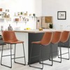 DSVIMOY 2pcs Armless Barstools with Metal Legs and Footrest, Dining Chairs for Home Office Kitchen Island, Brown, 18.5"*20.8"*36.2" - 4 of 4