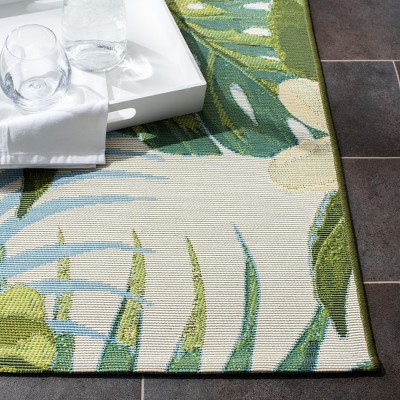 Tropical Paradise Green & Pink Synthetic Area Rug - 6'6" x 9'4"
