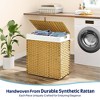 Greenstell Hand-woven, compartmentalized rattan laundry basket with 2 removable inner lining bags, lid, and handle, foldable - 3 of 4