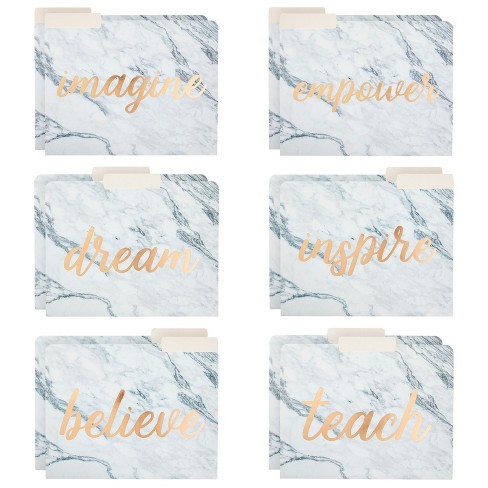 Best Paper Greetings 12 Pack Decorative File Folders Marble, Cute