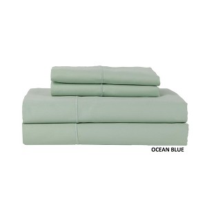 Hotel Concepts 500 Thread Count Sateen Sheet - 4 Piece Set - Ocean Blue - 1 of 1
