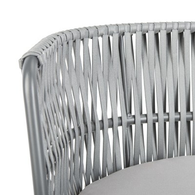 Gray Rope and Aluminum Outdoor Dining Chair with Cushions