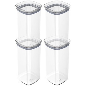 OU Airtight Food Storage Container 8pc (set of 4) BPA Free Clear Plastic Storage Container with Leak Proof Lid, Stackable Kitchen Pantry Organizer - 1 of 4