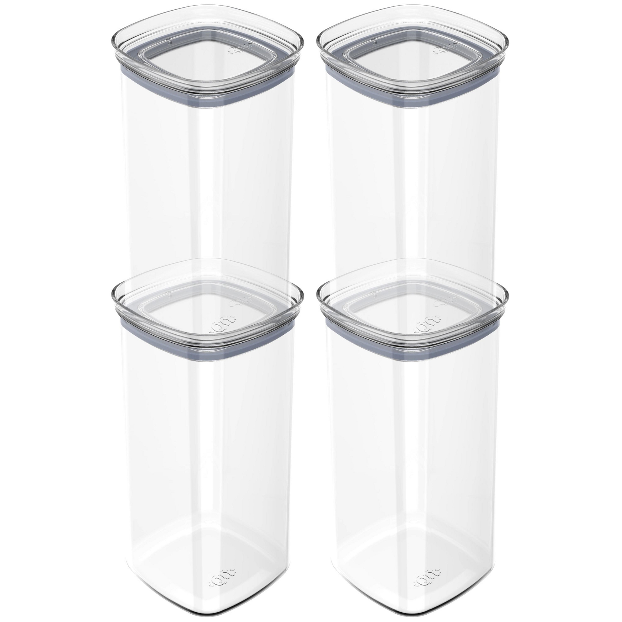 OU Airtight Food Storage Container 8pc (set of 4) BPA Free Clear Plastic Storage Container with Leak Proof Lid, Stackable Kitchen Pantry Organizer