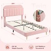 Twin Bed Frame with Storage Headboard Velvet Upholstered Platform Bedframe for Kids/Girl Bed Strong Wooden Slats Noise-Free Easy Assembly, Beige - 2 of 4