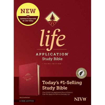 NIV Life Application Study Bible, Third Edition (Red Letter, Leatherlike, Berry, Indexed) - (Leather Bound)