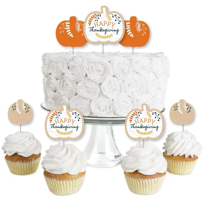 Big Dot of Happiness Happy Thanksgiving - Dessert Cupcake Toppers - Fall Harvest Party Clear Treat Picks - Set of 24, 1 of 7