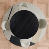 PexFix 46" Modern Round Dining Table Set with 4 Upholstered Chairs Black Textured Wood Top Pleated Pedestal Base Beige Seats for Kitchen Dining Room - 3 of 4
