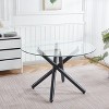NicBex Space Saving Round Glass Dining Table with Cross Metal Legs,Modern Kitchen Table Bar Table,Dining Room Furniture - 3 of 4
