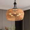 Airsurfer 19" Boho Jute Rope Pendant Light, Hand-Woven Hanging Lamp with Adjustable Chain for Kitchen Island, Dining Room, Entryway (No Bulb) - 3 of 4