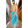 LA LEELA Men's Cover Up Casual Vacation Beach Holidays Summer Long Swim Trunk Swimwear for Men Beachwear Pareo One Size Blue Boat - 4 of 4