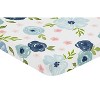 Sweet Jojo Designs Girl Baby Fitted Mini Crib Sheet Watercolor Floral Navy Blue Pink and White - 2 of 4