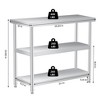 Stainless Steel Work Table, 3-Shelf Commercial Food Prep Table,Rust-Resistant Metal Utility Table for Kitchen, Restaurant - 3 of 4