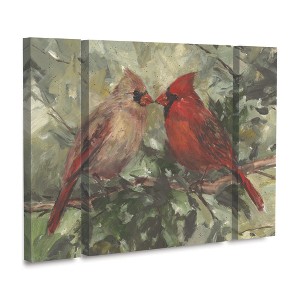 Trademark Fine Art -Mary Miller Veazie 'Kissing Cardinals' Multi Panel Art Set Small 3 Piece - 1 of 3