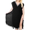 LA LEELA Women's Summer Vacation Beachwear Bathing Suit Loose Swing Swimsuit Cover ups Tops X-Large-XX-Large Black, Solid - 4 of 4