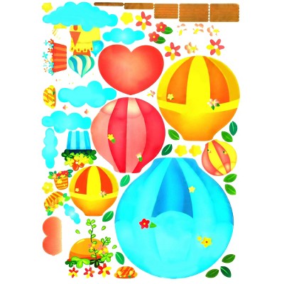 Slickblue Hot-Air Balloon Party Wall Decals - Waterproof Vinyl Stickers for Living Room, Bedroom Décor - 19.6"x27.5"