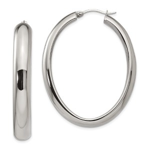 Chisel Stainless Steel Polished Hollow Oval Hoop Earrings - 1 of 4