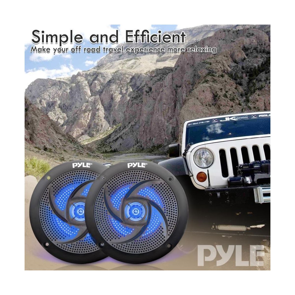 Pyle 4'' Low-Profile Waterproof Marine Speakers with Built-in Blue LED Lights, 100 Watt Max Power Output, 2-Pack - thumbnail 7